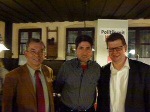 v.li. Kreisrat Rainer Kretschmer, Scheßlitz, Gemeinderatskandidat S. Taskin,Memmelsdorf und Ralf Stegner